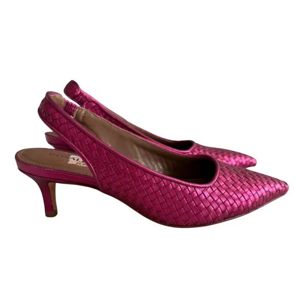 NEW Donald Pliner Olympia Sling Back Kitten Heel Pumps in Fuchsia Sz. 6 - Picture 10 of 11